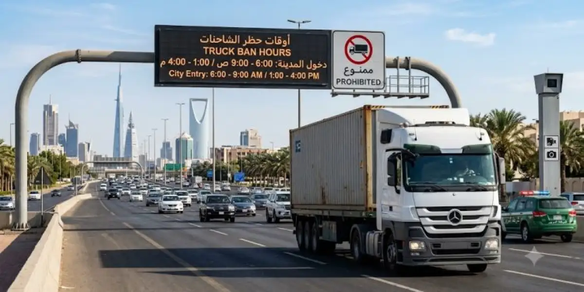 غرامة تصل 2000 ريال.. ما أوقات المنع الرسمية لدخول الشاحنات إلى مدن المملكة؟