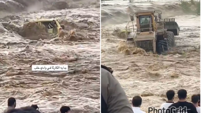 فيديو شيول ينقذ رجال الدفاع المدني من وسط سيول جازان بمعجزة 