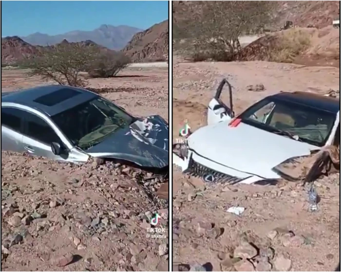 فيديو مؤلم لحظة ابتلاع الأرض لأربعة سيارات بمن فيها شمال السعودية والكشف عن مصيرهم 
