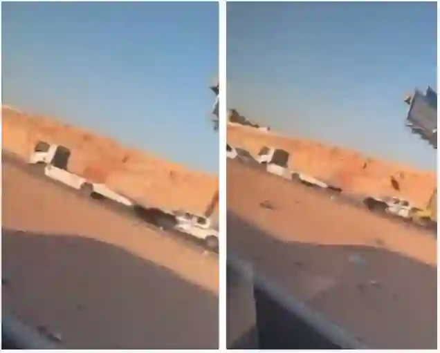 فيديو جديد لسواق السطحة المجنون في الرياض وكيف حول الهايلكس الى كومة حديد وطير مندوب التوصيل في الهواء 