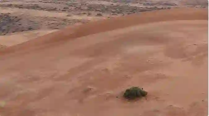 سبحان الخالق.. الامطار ترسم منظر عجيب في رفحاء يجذب الآلاف لمشاهدة المعجزة 