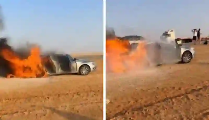 فيديو احتراق سيارة شباب على طريق السفر وهم راجعين من إجازة العيد والكشف عن مصيرهم 