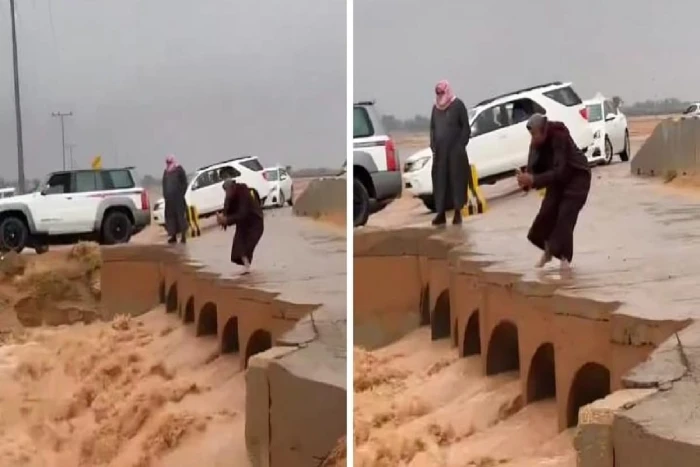 فيديو لخالد الزعاق يصور فيه بطريقة احترافية بداية اندفاع وجريان السيول بسبب الحالة المطرية في السعودية ويحصد مشاهدات مليونية 