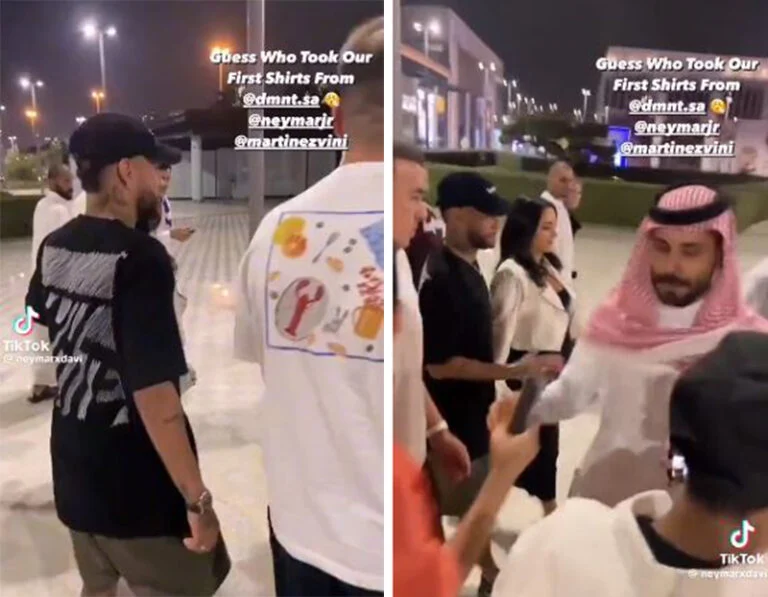 بالفيديو: حراسة وحركات مستفزة من نيمار وصديقته اثناء النزهة في أشهر ممشى في الرياض 