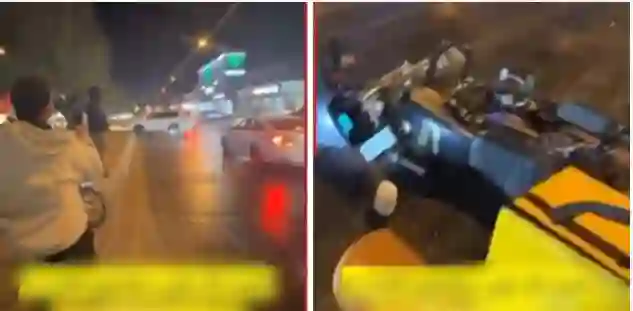 فيديو مرعب السيارات تنزلق على طريق سريع في الرياض بسبب تسرب زيت ووقوع عدة حوادث 