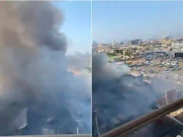 تصوير جوي يكشف وش صار في سوق جدة الدولي بعد الحريق الكبير 