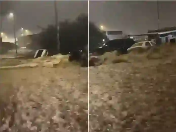 فيديو جديد سيول المدينة المنورة تجرف السيارات في الشوارع مثل لعب الأطفال 